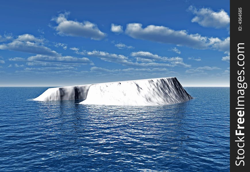 The big iceberg on the open ocean - 3d landscape scene.