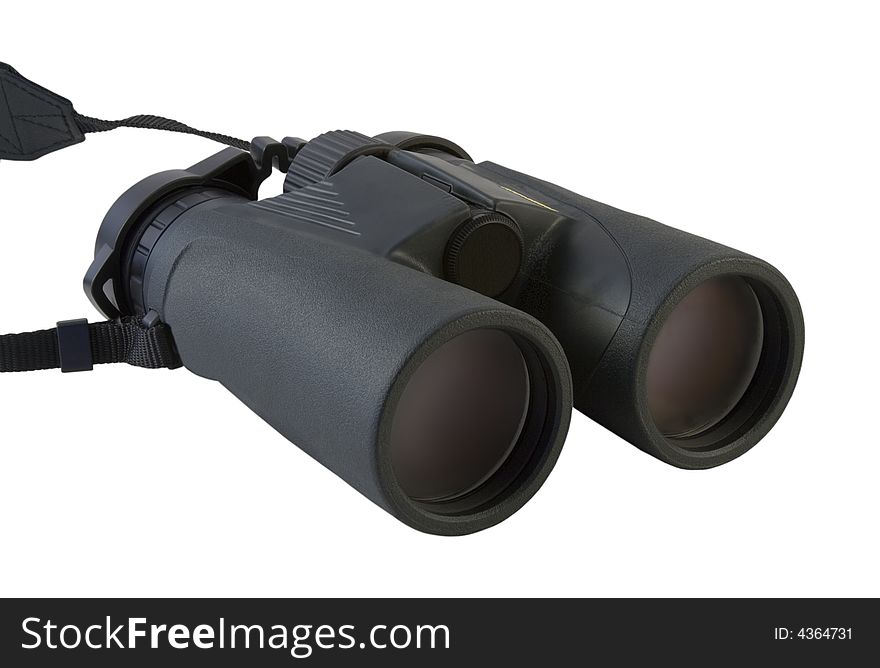 Black binoculars isolated on a white background