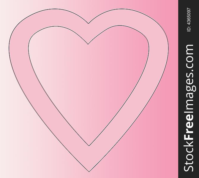 Pink open heart shape on pink gradient background. Pink open heart shape on pink gradient background