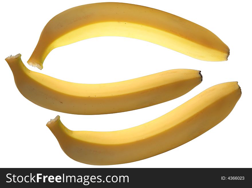 Three fresh bananas. On the white. Three fresh bananas. On the white.