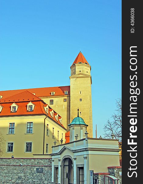 View on a gate and a part of the castle. View on a gate and a part of the castle