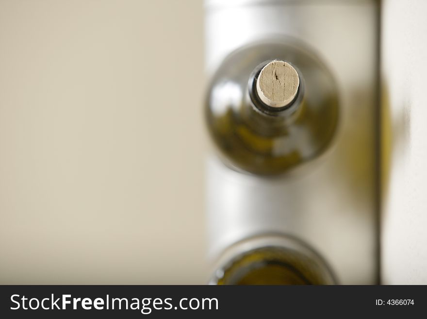 A rack of wine bottles. A rack of wine bottles