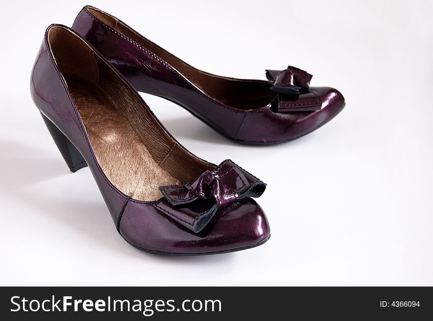 Trendy violet shoes with sweet bow. Trendy violet shoes with sweet bow