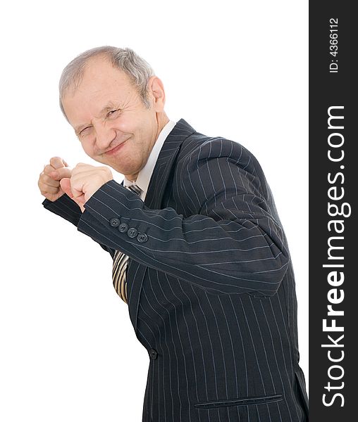 The businessman isolated on a white background