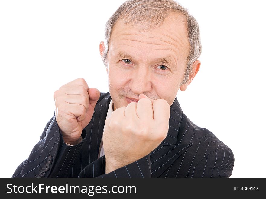 The adult businessman isolated on a white background