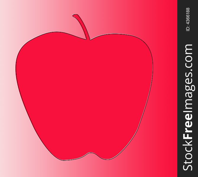 Red and white gradient background with red apple in center. Red and white gradient background with red apple in center