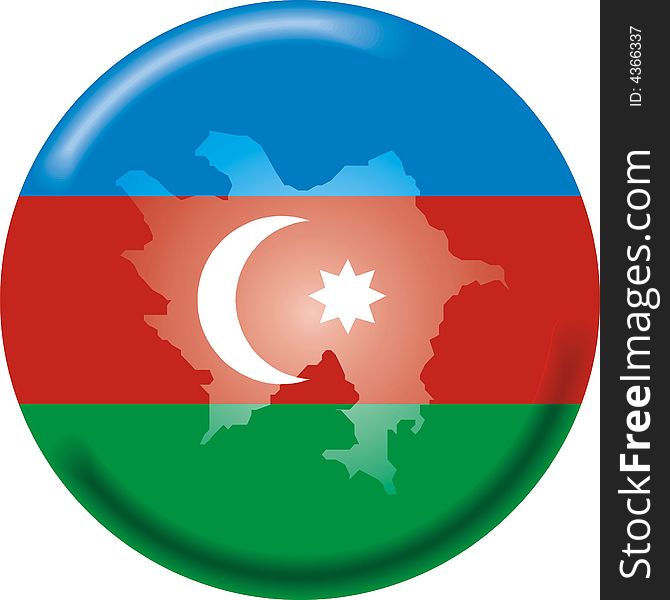 Art illustration: round medal with map and flag of azerbaijan