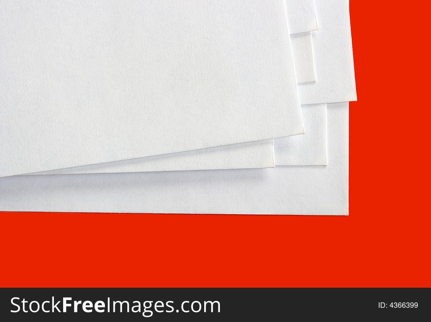 Stack of letters, isolated on red background