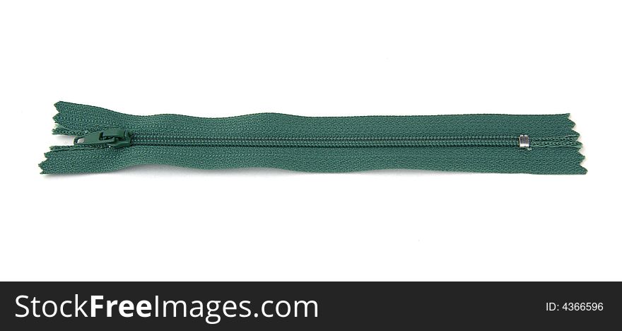 Zipper green on a white background