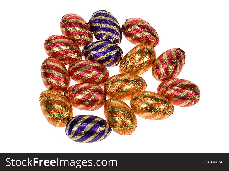 Lots of easter eggs isolated on a white background