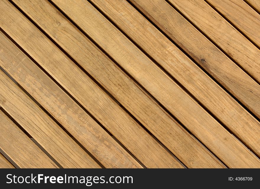 Texture of wooden slats placed diagonally