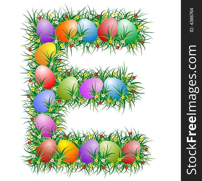 Easter letter with eggs hidden in the grass. Easter letter with eggs hidden in the grass