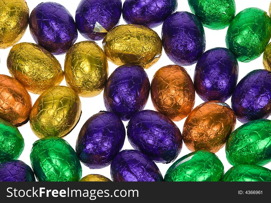 Lots of easter eggs isolated on a white background