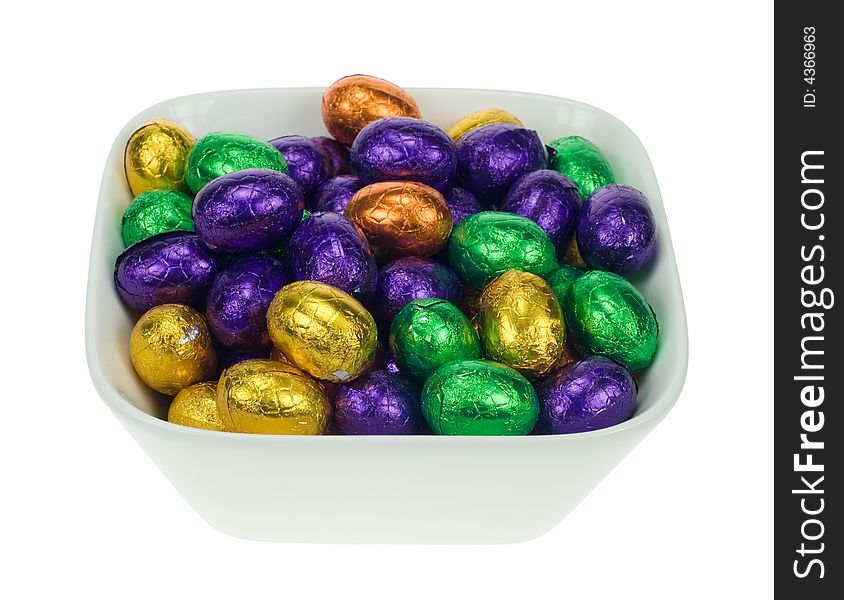 Lots of easter eggs isolated on a white background