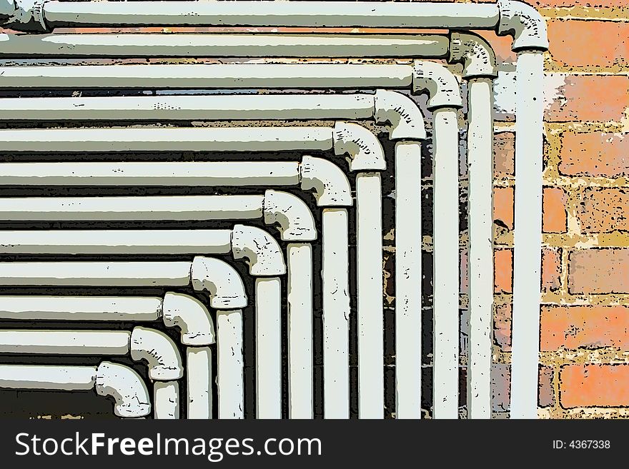 Photo of some pipes edited to look comic style