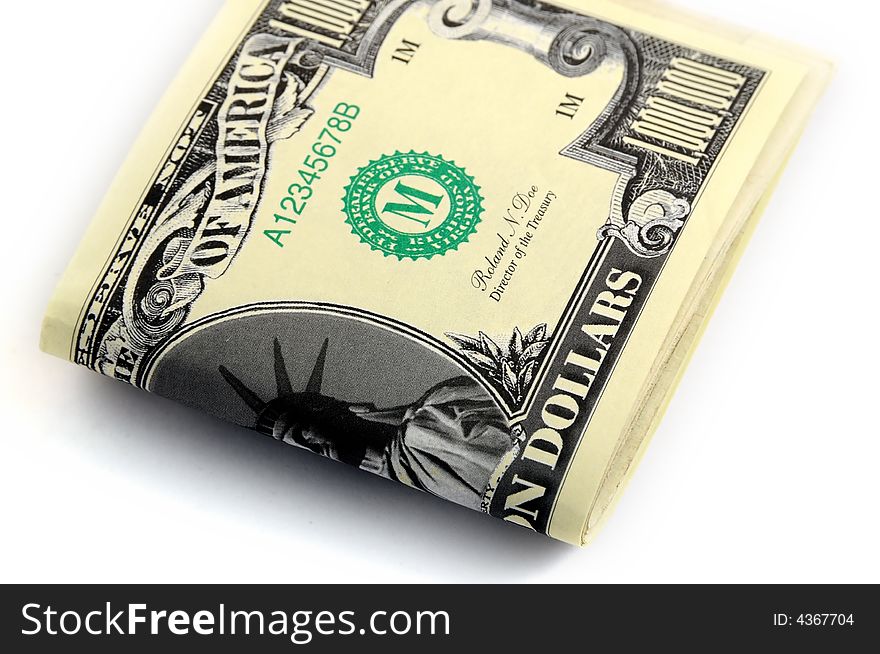 Closeup of stack of cash isolated on white background. Closeup of stack of cash isolated on white background