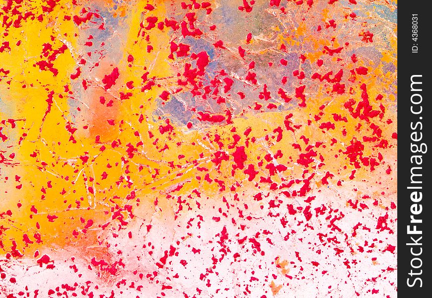 Frozen Coloured Background with Red speckles and yellow backdrop. Frozen Coloured Background with Red speckles and yellow backdrop