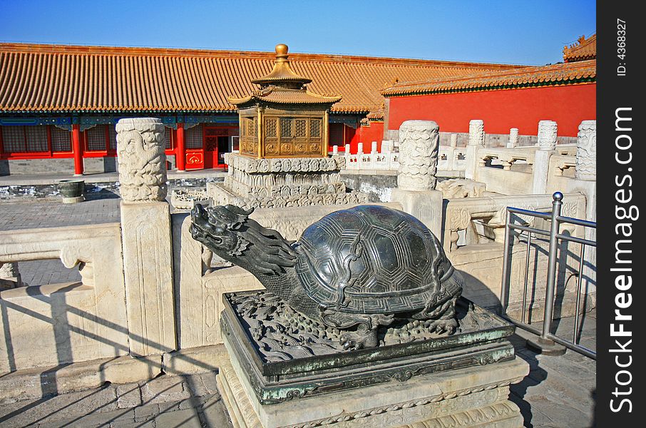 The historical Forbidden City Museum in the center of Beijing. The historical Forbidden City Museum in the center of Beijing