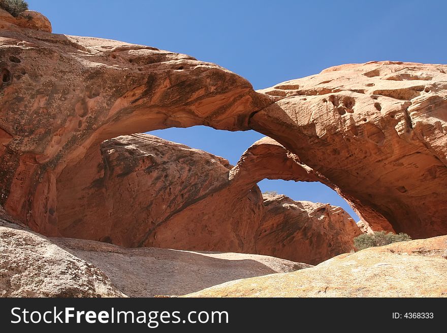 View of the red rock formations in Capitol Reef National Park with blue sky�s. View of the red rock formations in Capitol Reef National Park with blue sky�s