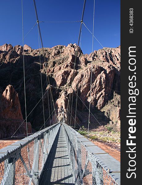 Silver bridge over colorado river in grand canyon