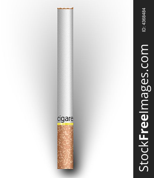 One cigarette on the wite background
