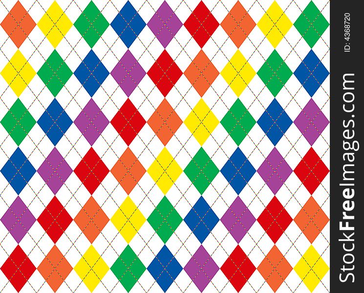 Illustration of bright rainbow colored argyle pattern. Illustration of bright rainbow colored argyle pattern