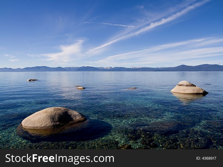 Lake Tahoe with clouds over it. Lake Tahoe with clouds over it