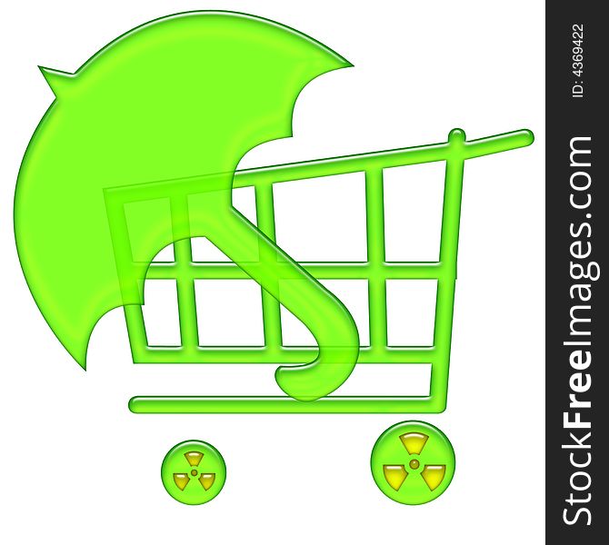 Safe cart symbol for shopping via internet. Safe cart symbol for shopping via internet