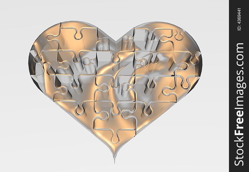 Transparent heart on white background