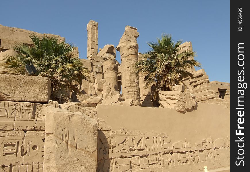 Ancient ruins in Karnak temple from Luxor