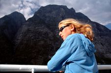 Girl Admiring Scenery From Ferry Stock Image