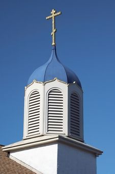 Church Steeple Against A Blue Sky Stock Photos