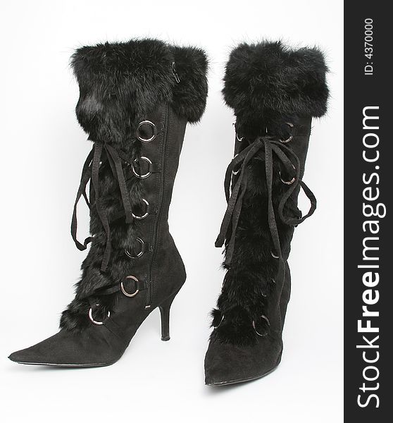Female foot wear. Black boots. Female foot wear. Black boots.