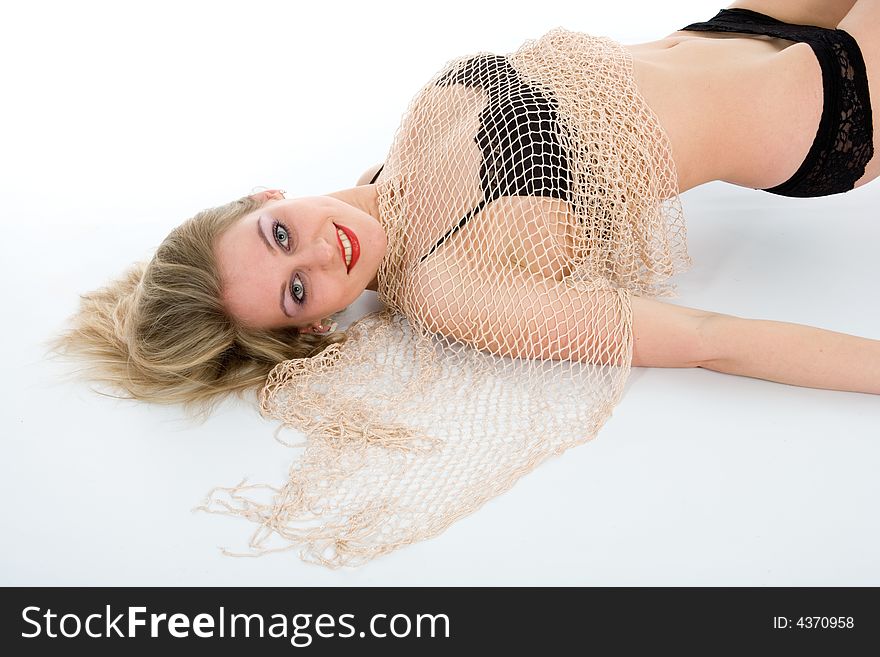 Beautiful sexual girl on white background
