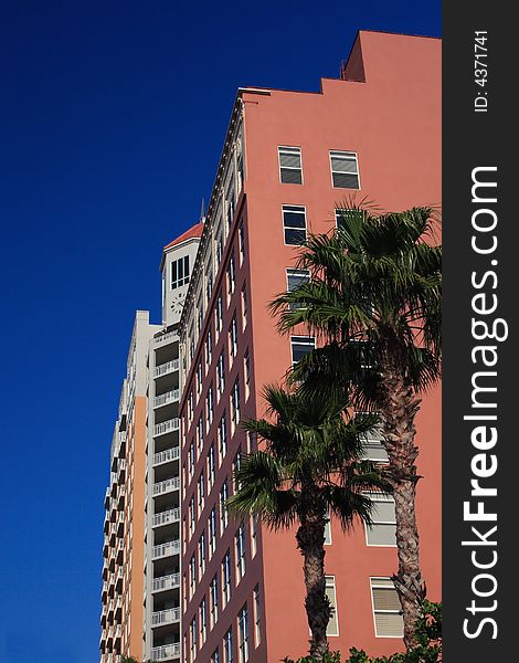 Tropical apartment building over looking the bay. Tropical apartment building over looking the bay