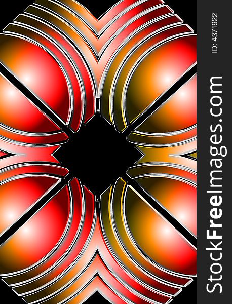 Abstract geometric stencil with paint-stroke outlines and gradient coloring. Abstract geometric stencil with paint-stroke outlines and gradient coloring