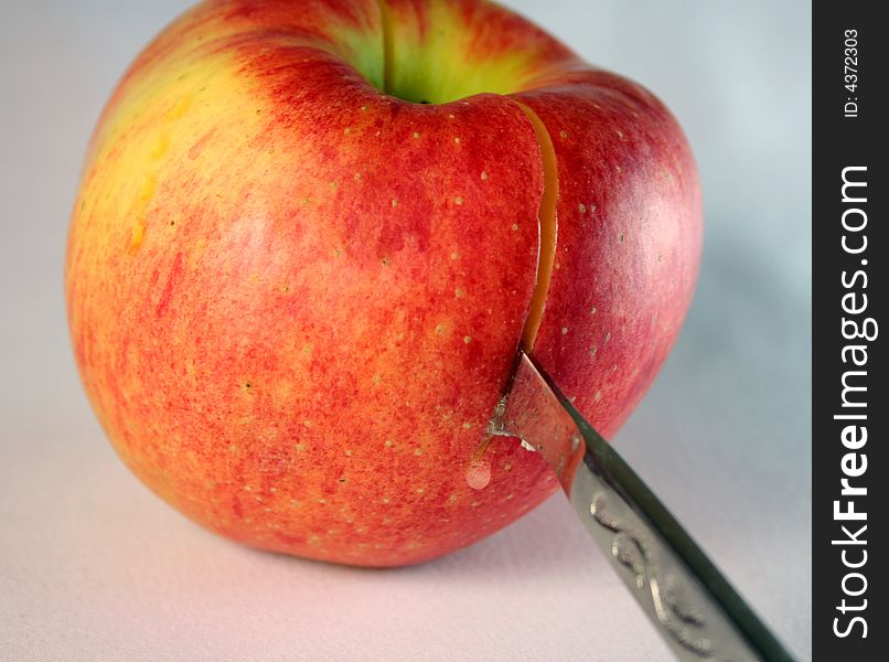 The big cut red apple. The big cut red apple