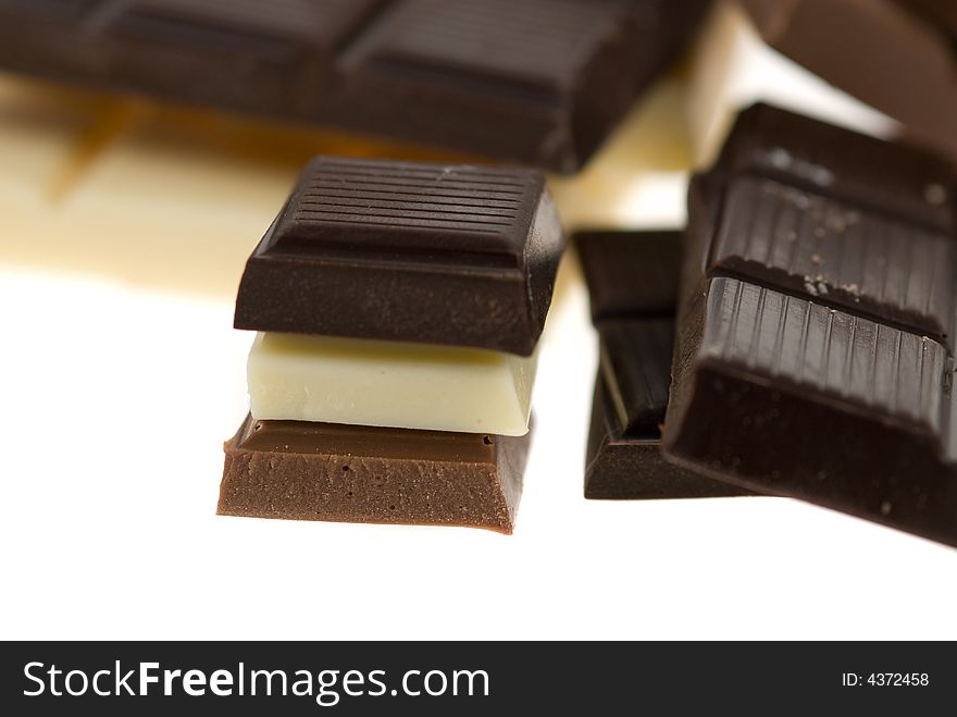 Delicious chocolate isolated on a white background