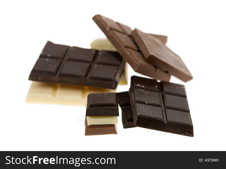 Delicious chocolate isolated on a white background