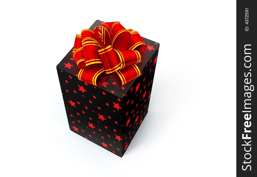 BOX with red BOW on white. see my other boxes and presents. BOX with red BOW on white. see my other boxes and presents