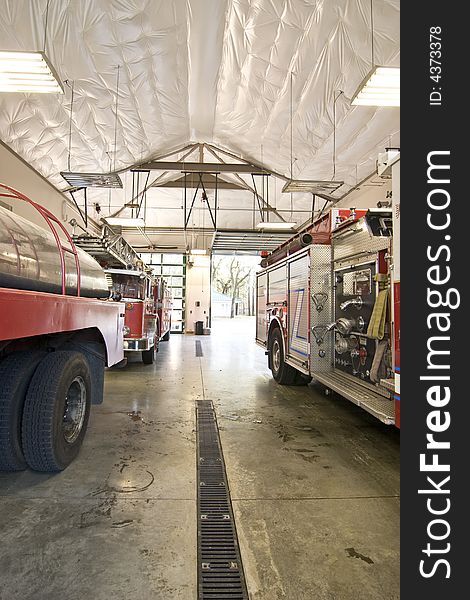 Fire Engines In Garage