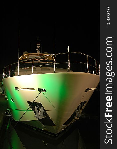 Luxury Yacht with Party Lighting in South Beach. Luxury Yacht with Party Lighting in South Beach