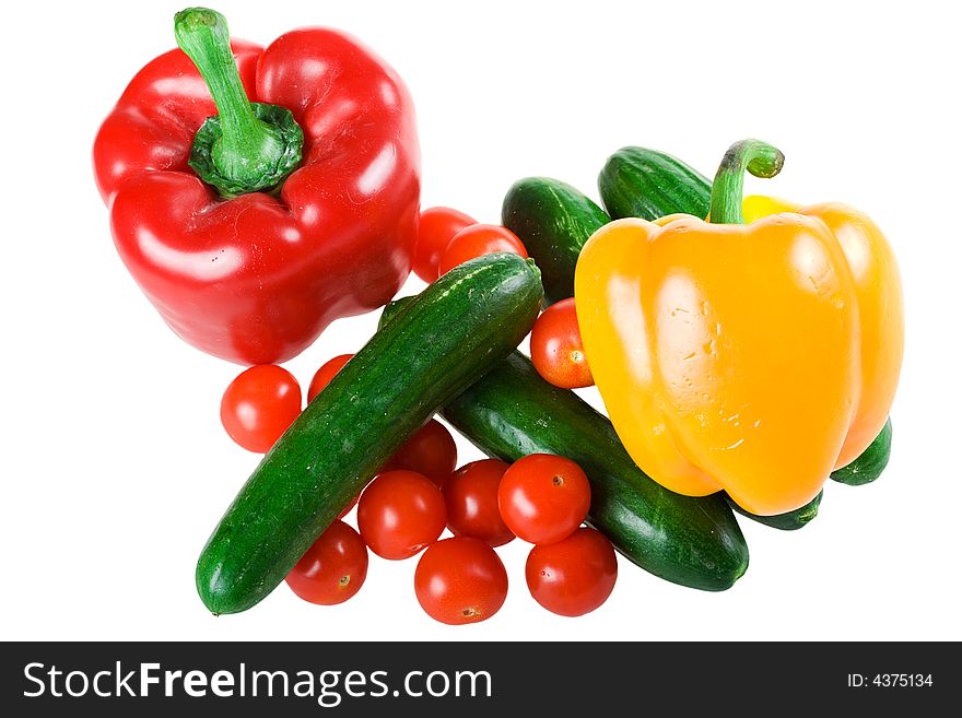 The set of vegetables isolated on a white background