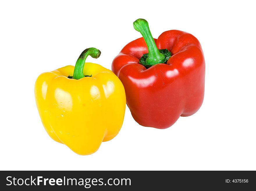 Two tasty pepper isolated on a white background