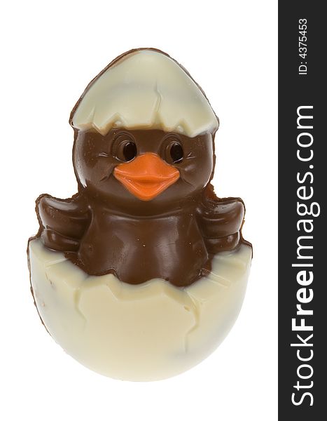 Cute chocolate easter chick isolated on a white background. Cute chocolate easter chick isolated on a white background