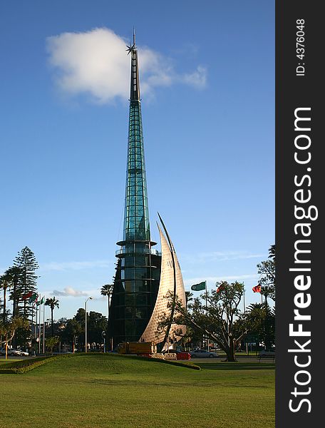 Famous tower with beautiful azure sky. Australia.