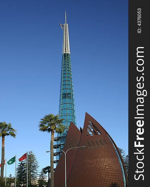 Famous tower with beautiful azure sky. Australia.