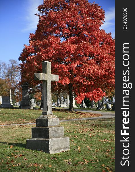 A local Nashville Cemetery in Mid Autumn. A local Nashville Cemetery in Mid Autumn