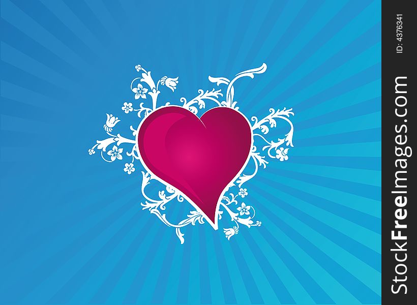 Blue Flower Heart vector illustration