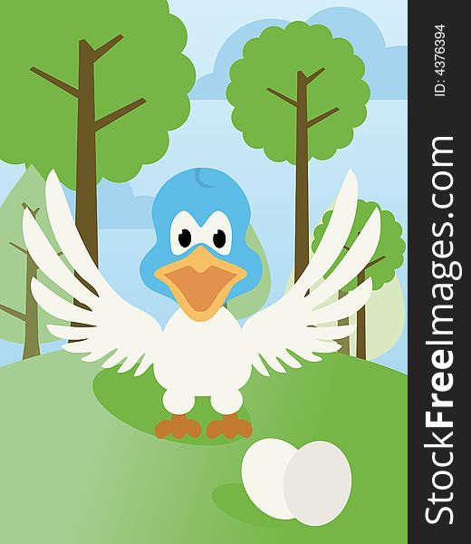 A little bird in the forrest vector illustration. A little bird in the forrest vector illustration